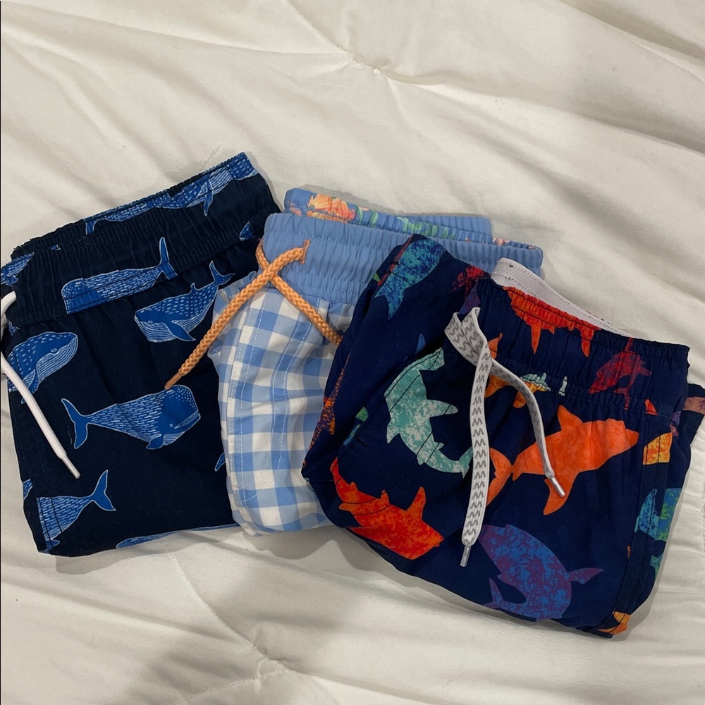 Janie and Jack, Tommy Bahama  & Weslaly Swim Trunks - fish, sharks and checked